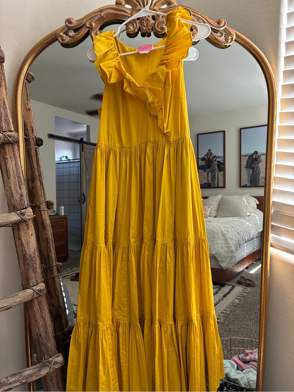 kate spade Yellow Ruffle Sleeveless Maxi Dress